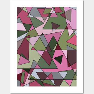 Rose and Khaki Geometric Overlapping Triangles Posters and Art